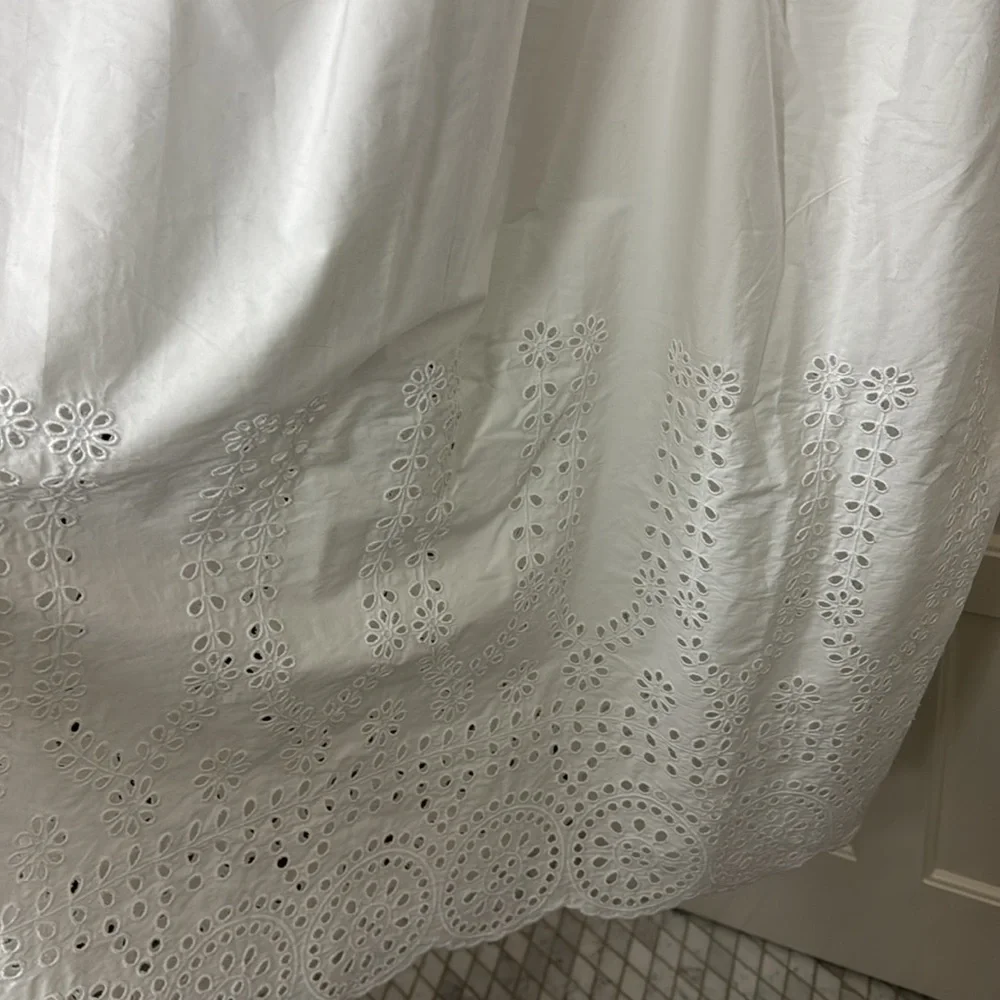 J.Crew Tall smocked eyelet-hem dress in cotton poplin BR452 - Picture 8 of 9